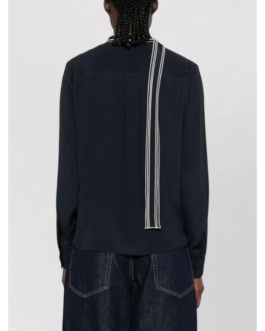 Fabiana Filippi Blue Silk Blend High Neck Long Sleeve Blouse