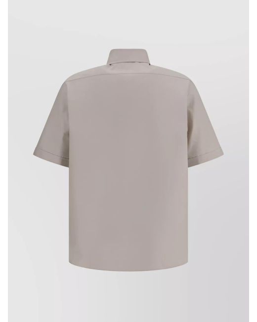 Fendi Gray Cotton Short-Sleeve Oxford Shirt for men
