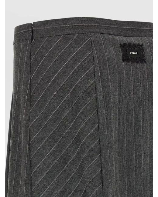Pinko Gray High Waist Skirt Pinstripe Pattern Slit