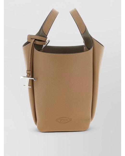 Tod's Natural T Mini Bucket Bag Adjustable Strap Handles