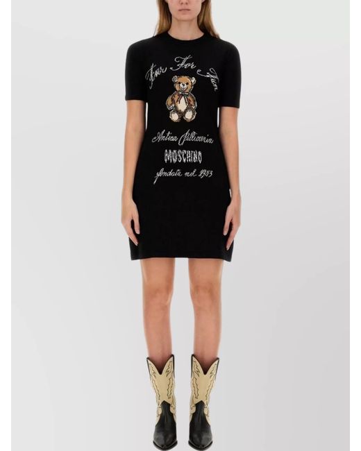 Moschino Black Wool Knit Mini Dress