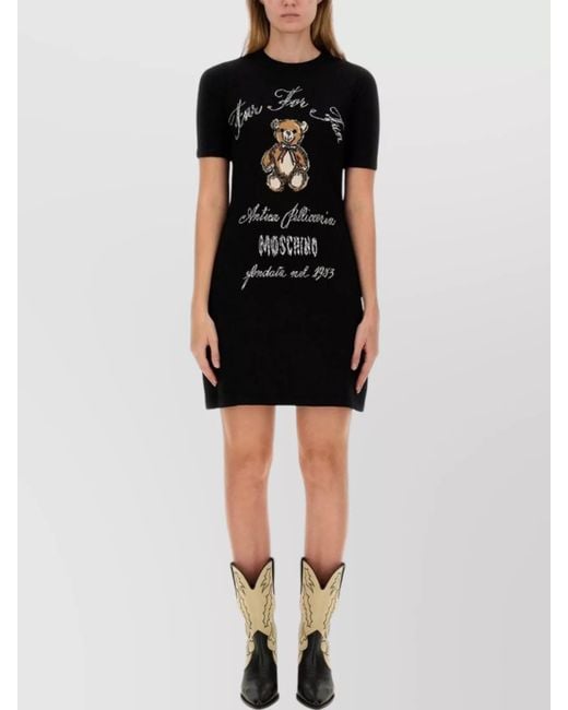 Moschino Black Wool Knit Mini Dress