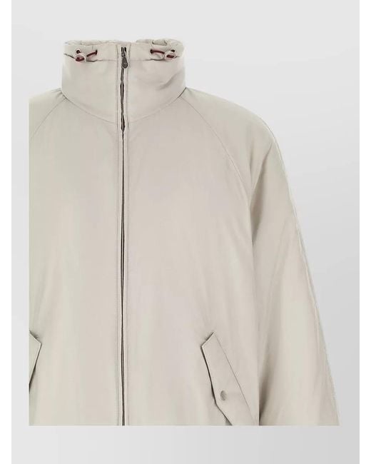 Brunello Cucinelli Natural Nylon Hooded Raglan Coat Drawstring Hem for men