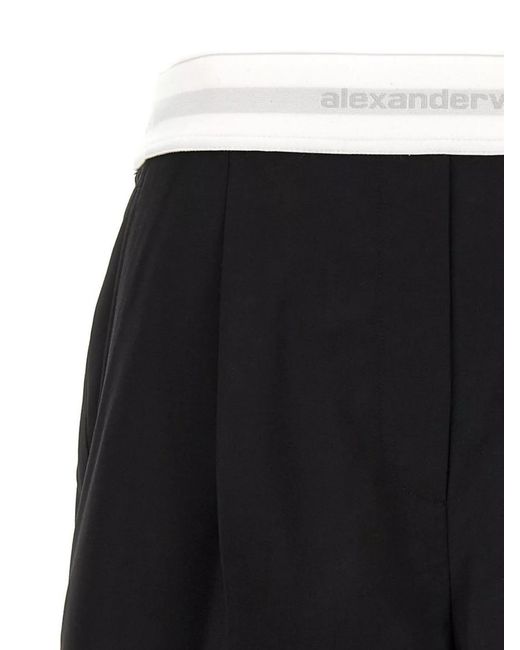 Alexander Wang Black Elastic Waistband Shorts With Back And Side Pockets