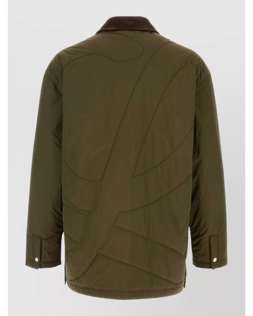 Loewe Green Quilted Polyester Jacket Collar Detail Pockets for men