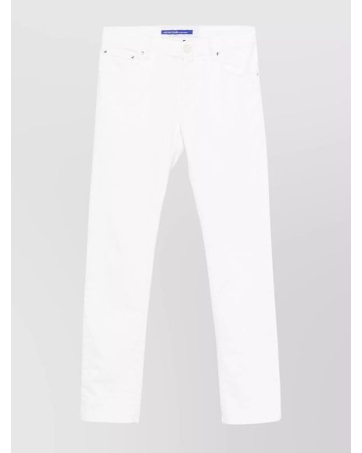 Jacob Cohen White Straight Slim Fit Trousers With Belt Loops for men