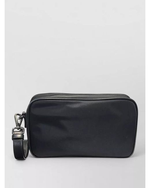 Kiton Black Clutch Bag Adjustable Strap Front Pocket for men