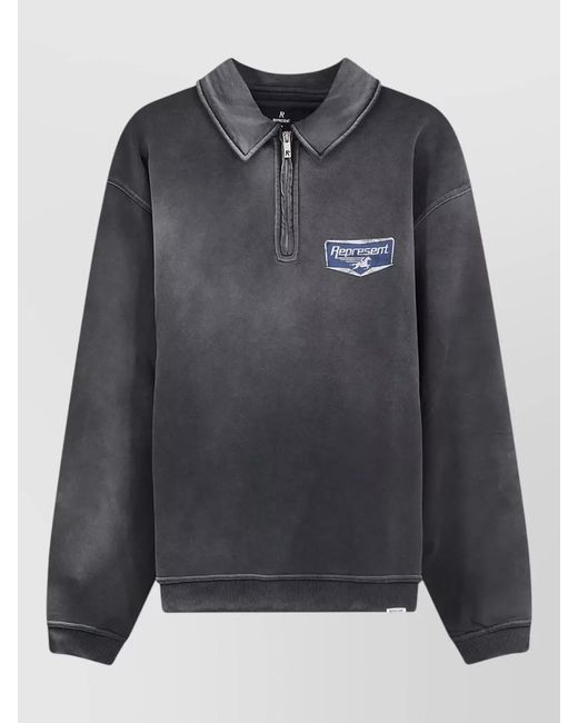 Represent Gray Cotton Sweatshirt Logo Front And Back Print for men