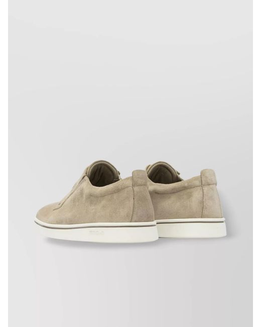 Ferragamo Natural Round Toe Suede Loafers Rubber Sole for men