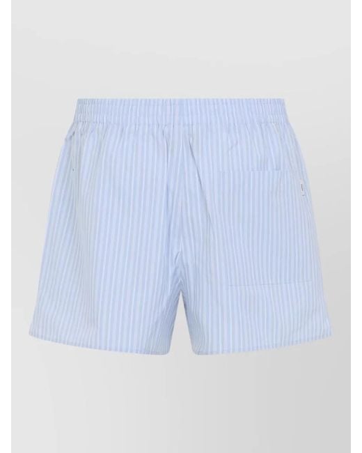 AMI Blue Elasticated Shorts Striped Pattern Back Pocket for men