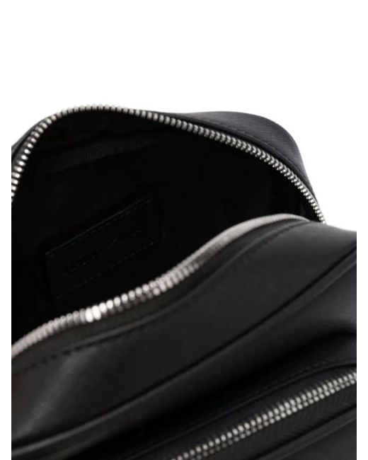Emporio Armani Black Leather Crossbody Bag Adjustable Strap for men