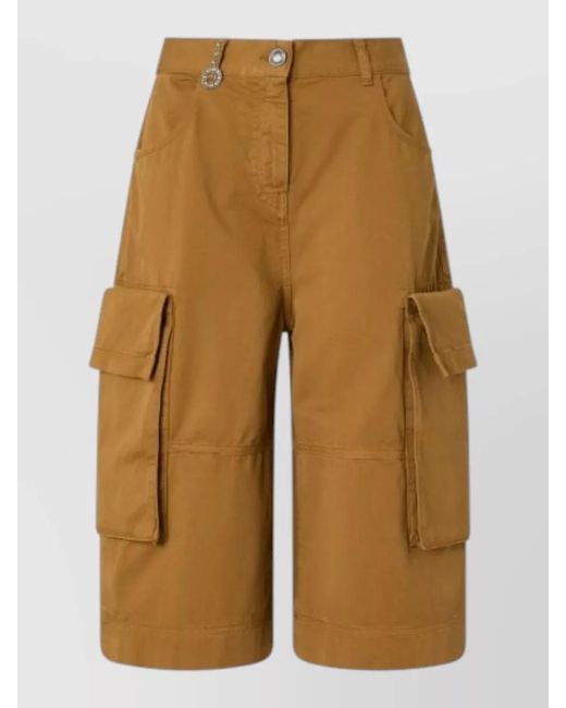 Pinko Natural Albareto Bermuda High Waist Cargo Shorts