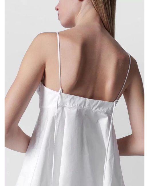 Rohe White Flared Hem Lightweight Top Spaghetti Straps