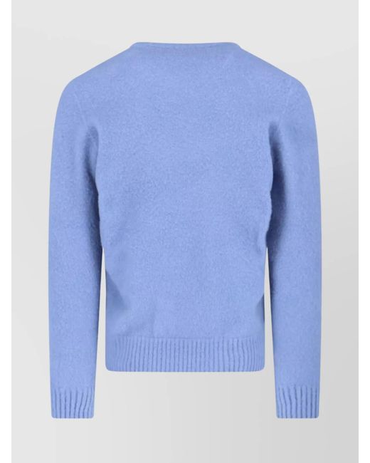Drumohr Blue Cashmere Crewneck Jumper for men