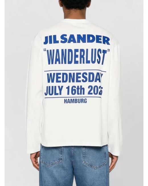 Jil Sander White Long Sleeve T Shirt Photo Graphic Front for men