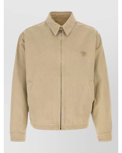 Prada Natural Denim Jacket Straight Fit Front Back View for men