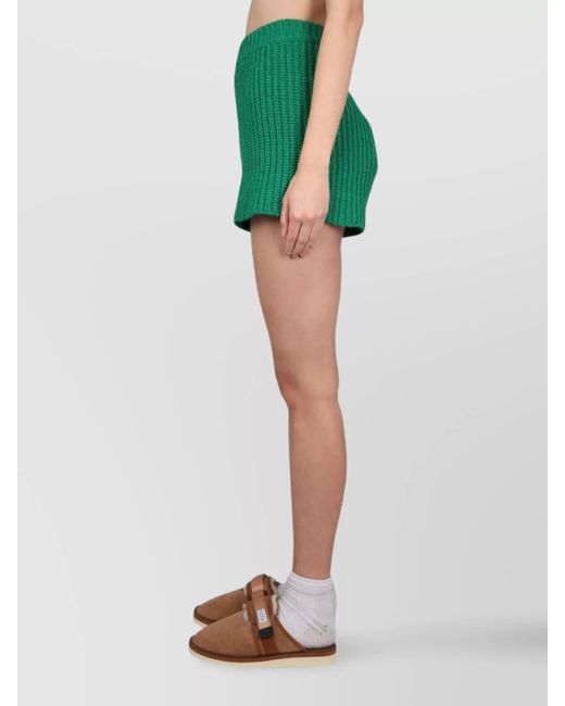 Alanui Green High-Rise Knit Mini Shorts