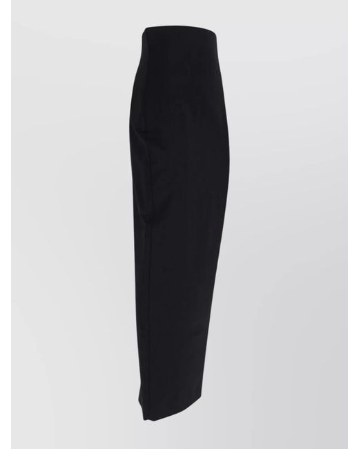 Rick Owens Black Virgin Wool Maxi Fitted Pencil Skirt