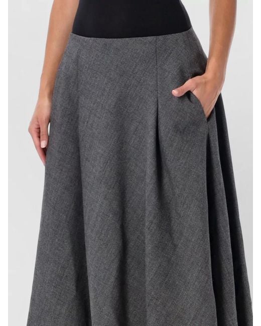 AMI Black Virgin Wool Maxi Skirt
