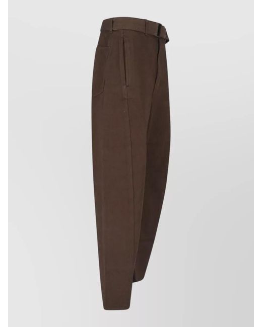 Lemaire Brown Wide Leg Pants Belt Loops Side Pockets for men