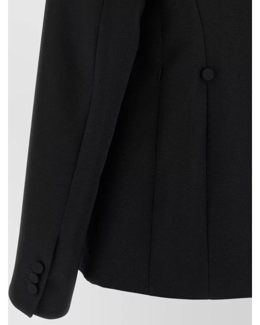 ARMARIUM Black Sveva Blazer Notched Lapels Button Accents Sheer