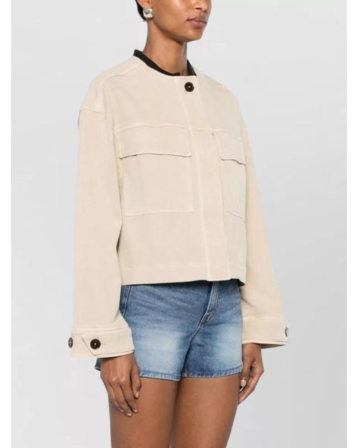 Closed Natural Short Utility Jacket Long Sleeves Pockets