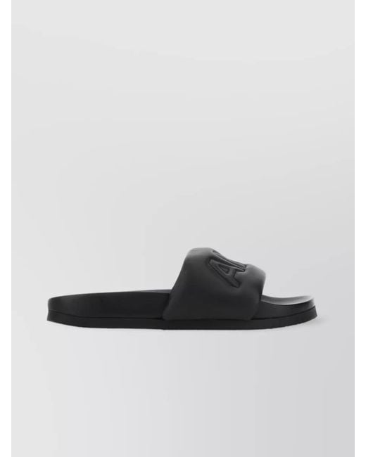 Ambush Black Leather Quilted Slippers for men