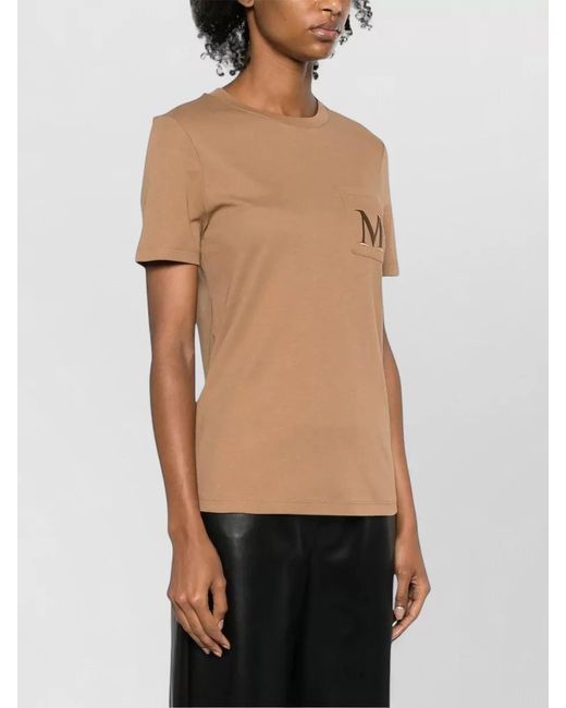 Max Mara Natural Crew Neck Top Pocket Detail Regular Fit