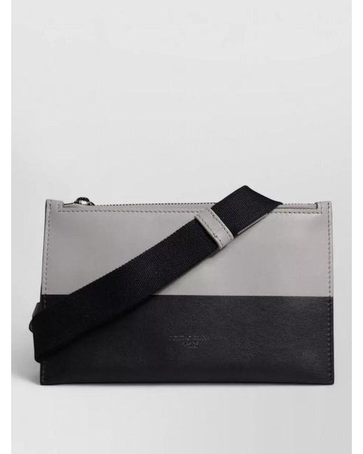 Dolce & Gabbana Gray Leather Logo Embossed Belt Bag for men