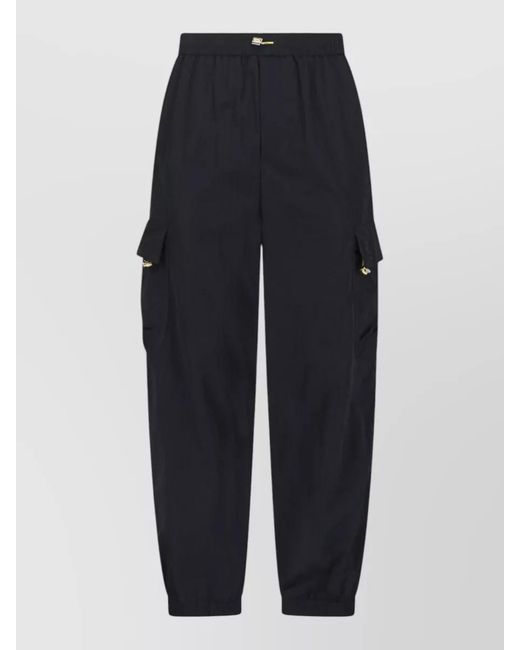 Fendi Blue Straight Trousers Elastic Waistband Cargo Pockets for men