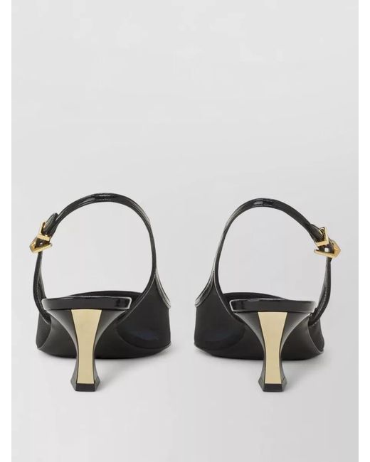 Lanvin Multicolor Pointed Toe Mesh Slingback Kitten Heel Pumps