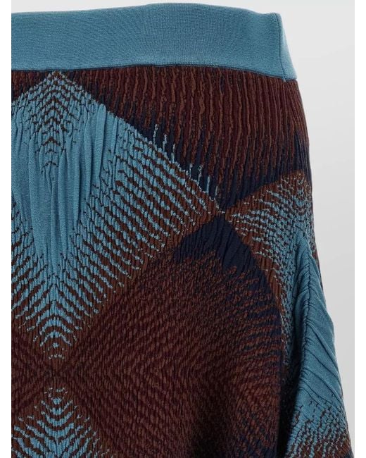 Kiko Kostadinov Blue Ikat Argyle Skirt Asymmetric Hem Mid Rise