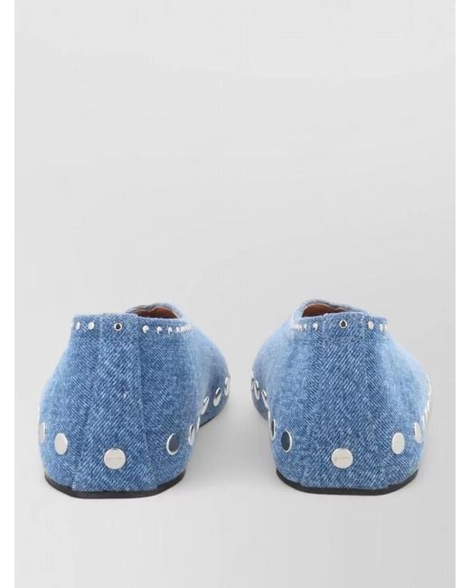 Ganni Blue Jenny Studded Round Toe Ballerina Slippers