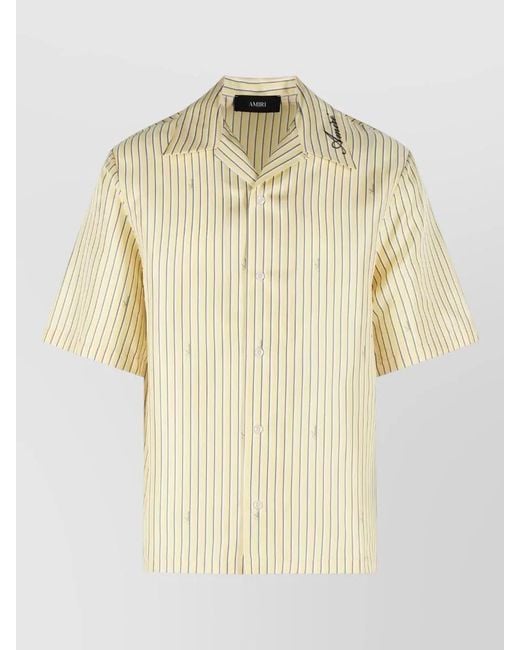 Amiri Natural Script Bowling Silk Shirt Short Sleeves for men