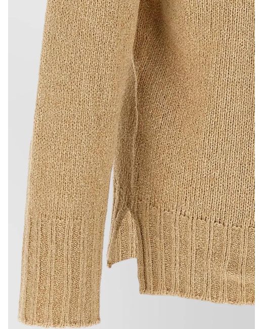 Ma'ry'ya Natural Bouclé Sweater Raglan Sleeves Ribbed Trims for men