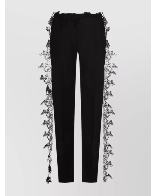 Blumarine Black Slim Fit High Waist Lace Detailing Trousers