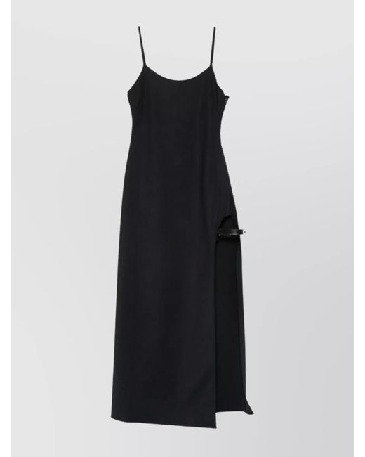 Coperni Black Spaghetti Strap Side Split Midi Dress
