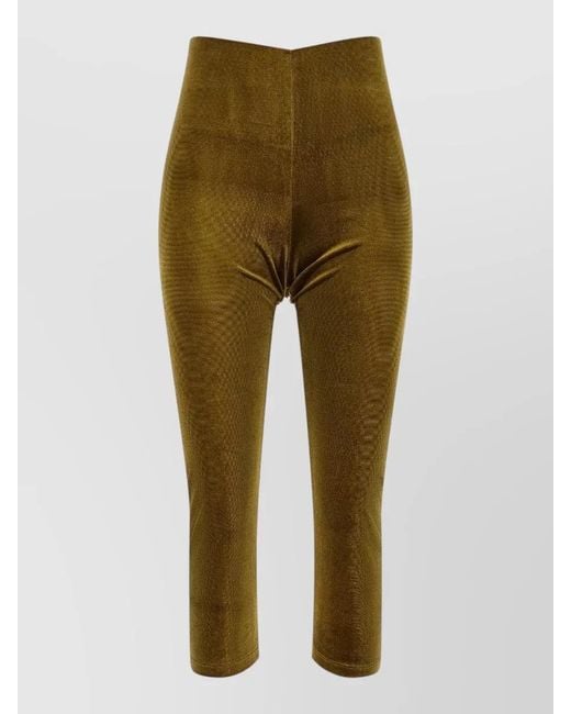 ANDAMANE Green Holly High Waist Cropped Velvet Leggings