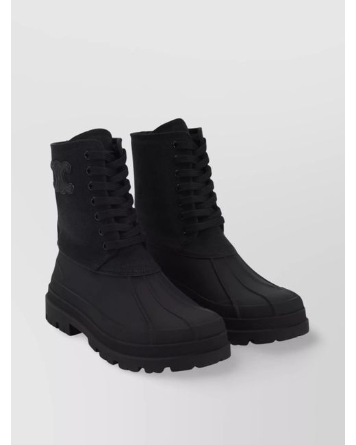 Céline Black Triumph Canvas High-Top Chunky Boot