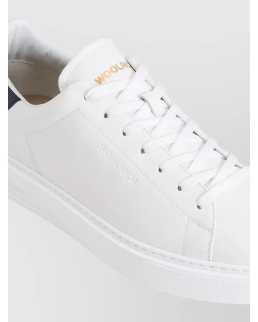Woolrich White Calf Leather Low-Top Sneakers for men