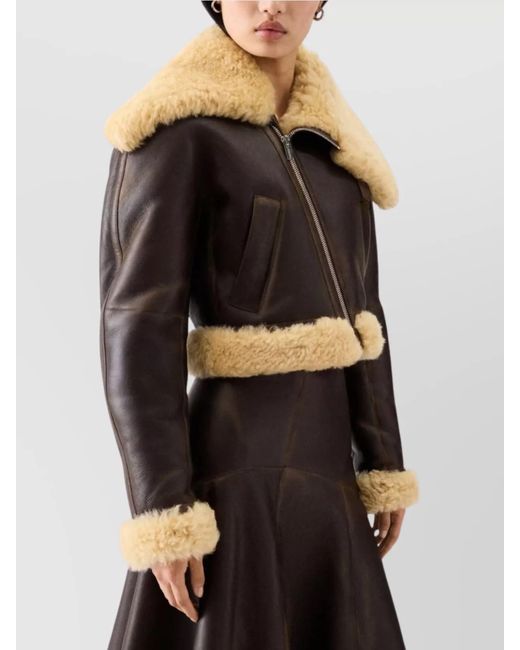 Jacquemus White Asymmetrical Aviator Leather Jacket