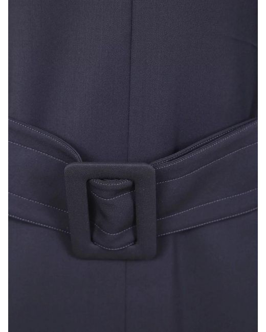 Patou Blue Wool Belted Midi Dress