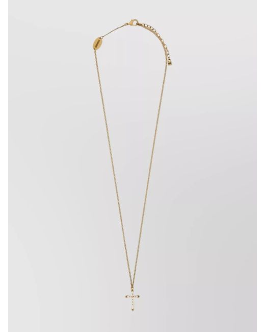 DSquared² White Adjustable Chain Cross Pendant Necklace for men