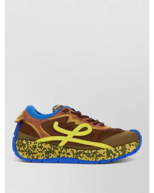 Loewe Blue Leather Suede Low-Top Sneakers for men