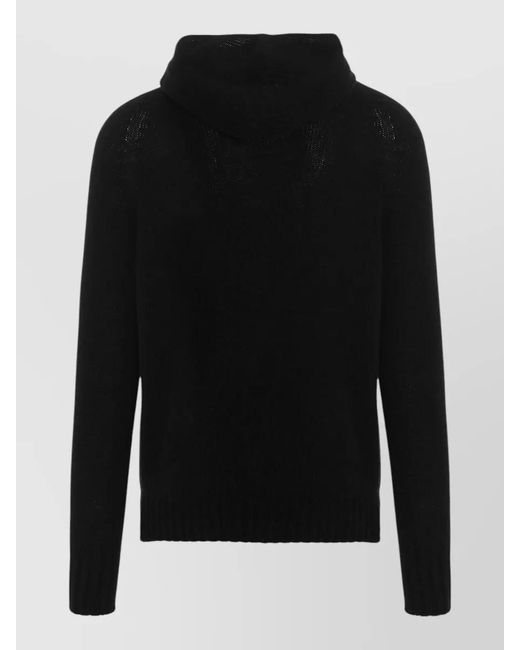 Ma'ry'ya Black Hooded Knit Sweater Long Sleeves for men