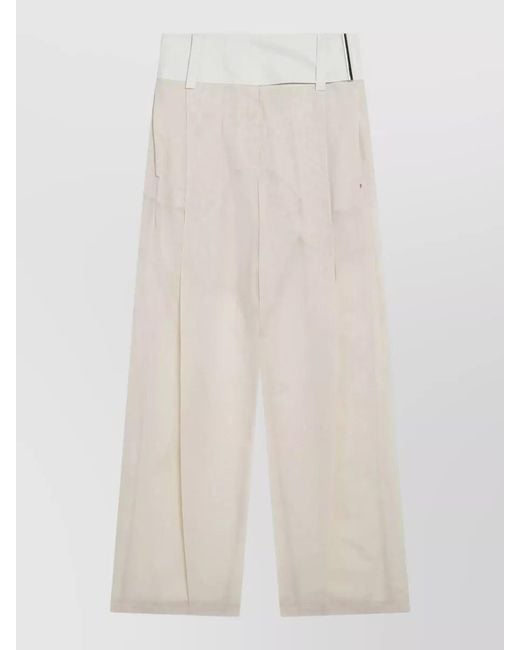 Sportmax White High Waist Pleated Wide Leg Tailored Trousers