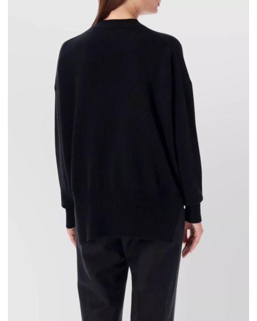 Jil Sander Blue Cashmere Oversized Ribbed Crew Neck Jumper