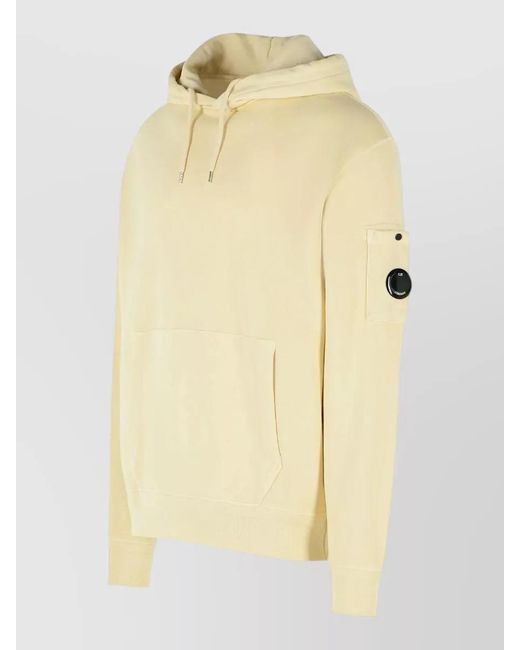 C P Company Yellow Hooded Sweater Arm Patch Front Pocket for men