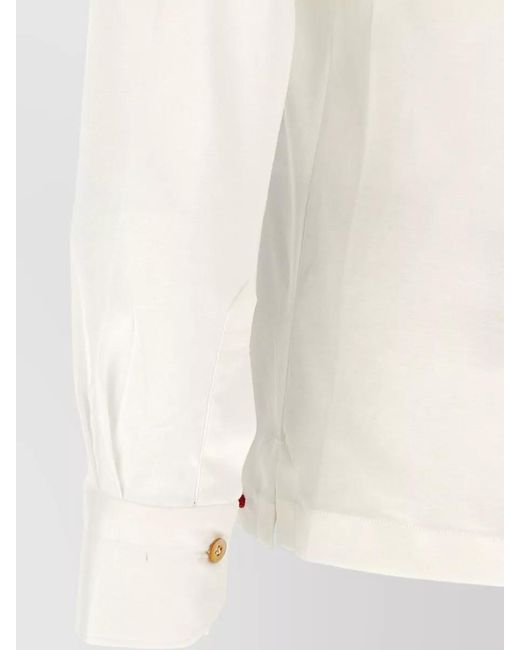 Kiton White Positano Long Sleeve Polo Shirt for men