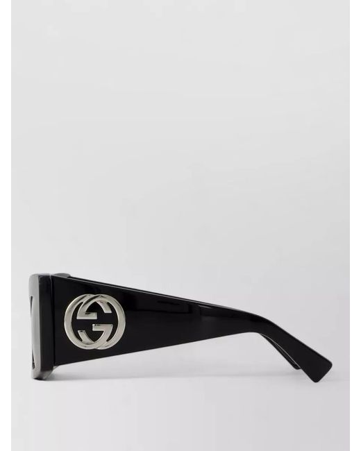 Gucci Black Rectangular Acetate Sunglasses Large Temples